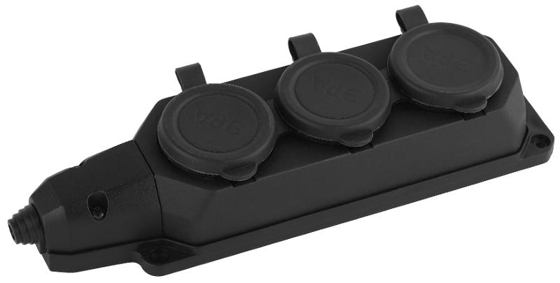 Колодка каучуковая с/з 3гн 16A IP44 черная K-3e-B-IP44| Б0044545 | ЭРА — ЭРА (Энергия света)