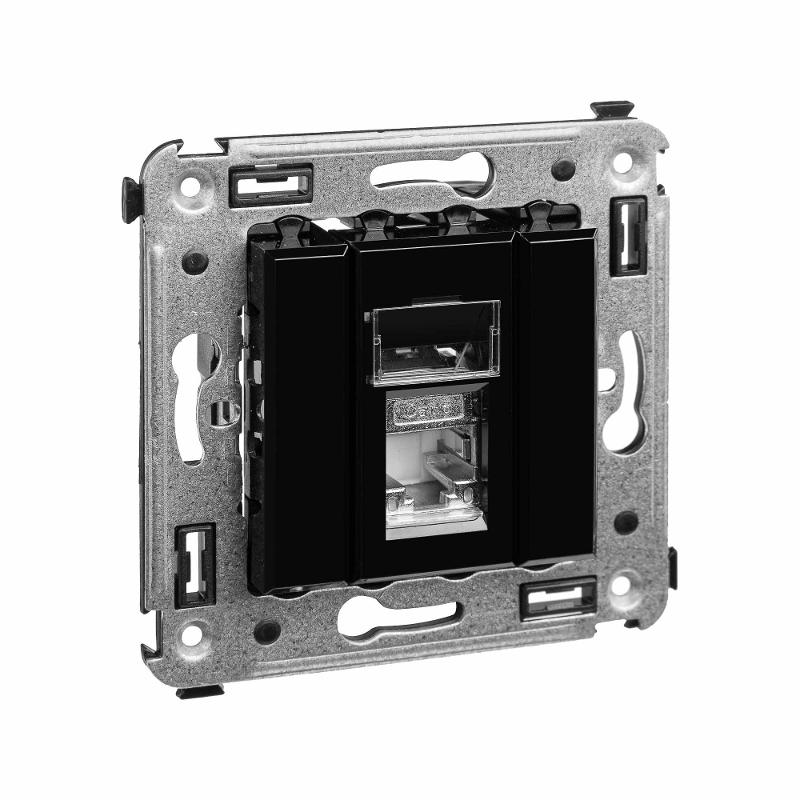 Компьютерная розетка RJ-45 в стену, кат.6 одинарная экранированная, "Avanti", "Черный квадрат" | 4402393 | DKC — миниатюра 5