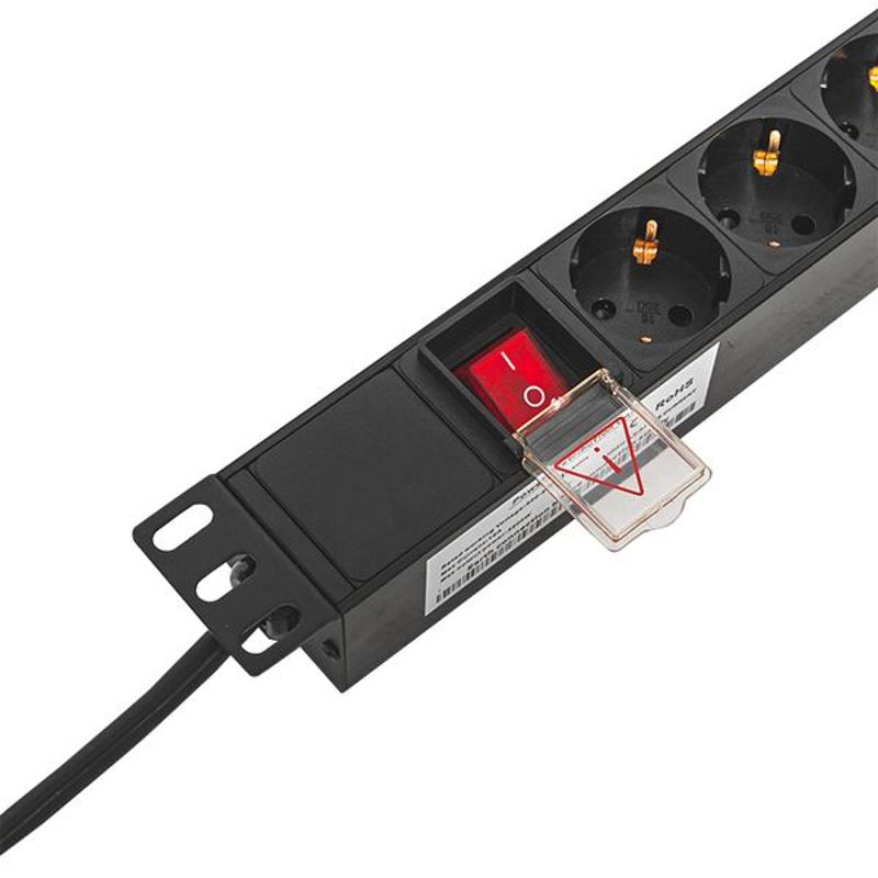 Блок розеток PDU TERACOM 19" 1U 16А/250В 7 розеток Schuko 2 метра 3x1,5 мм2 вилка Schuko | TRC-HPD-LS-16A-7SH-2MSH | EKF — миниатюра 3