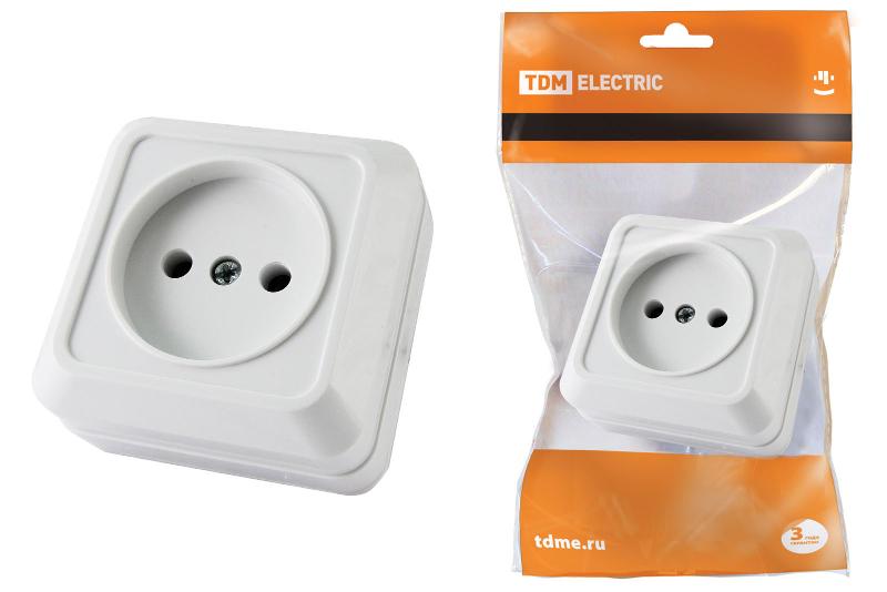 Розетка 2П открытой установки IP20 10А, белая "Ладога"  | SQ1801-0013 | TDM — TDM ELECTRIC