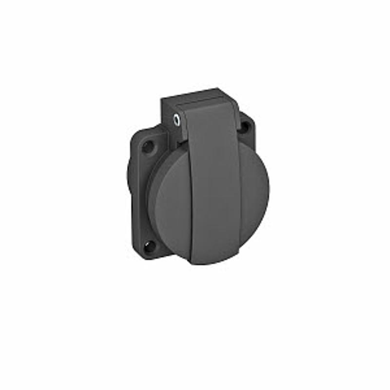 Розетка силовая 0° с крышкой, IP44, 16А, 250В (для блока питания VH 50x61 мм) черная. Тип: ASD-D0 SW | 6109873 | OBO Bettermann — миниатюра 2