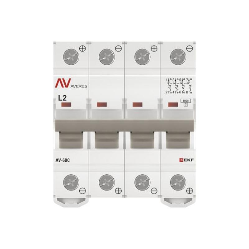 Выключатель автоматический AV-6 DC 4P 2A (L) 6kA AVERES | mcb6-DC-4-02L-av | EKF — миниатюра 4