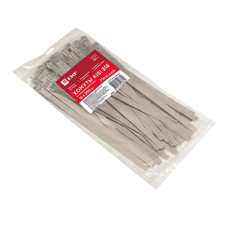 Хомут AISI 316 из нержавеющей стали, 12x290 (100 шт.) FlexLock PROxima|plc-fl-tss-316-12x290|EKF — миниатюра 2