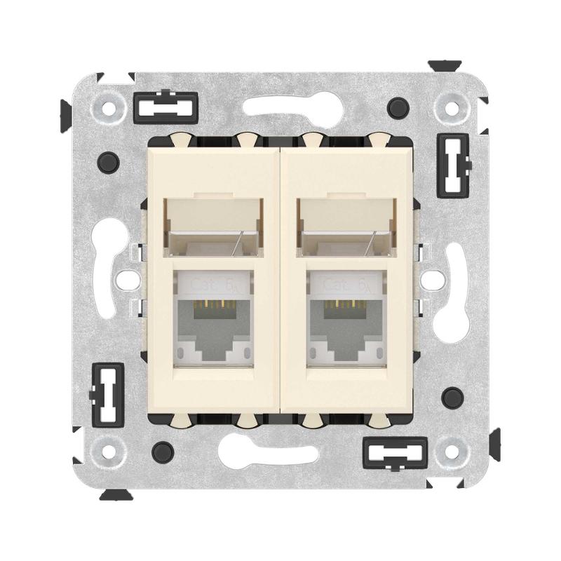 Компьютерная розетка RJ-45 в стену, кат.6А двойная, "Avanti", "Ванильная дымка" | 4405374 | DKC — миниатюра 2