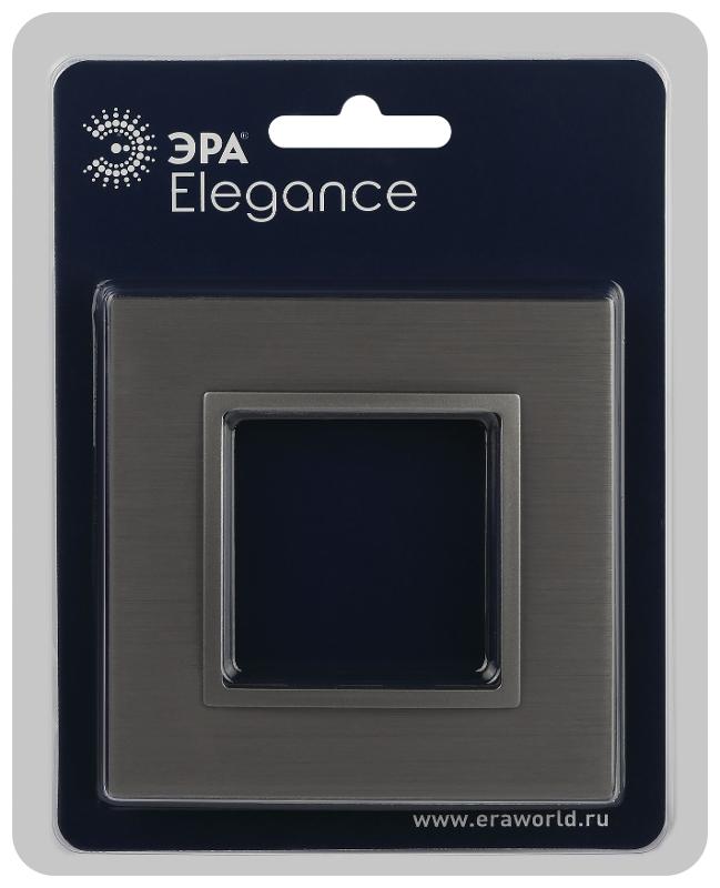 Рамка для розеток и выключателей Elegance 14-5201-16 на 1 пост, металл, титан | Б0065842 | ЭРА — миниатюра 2