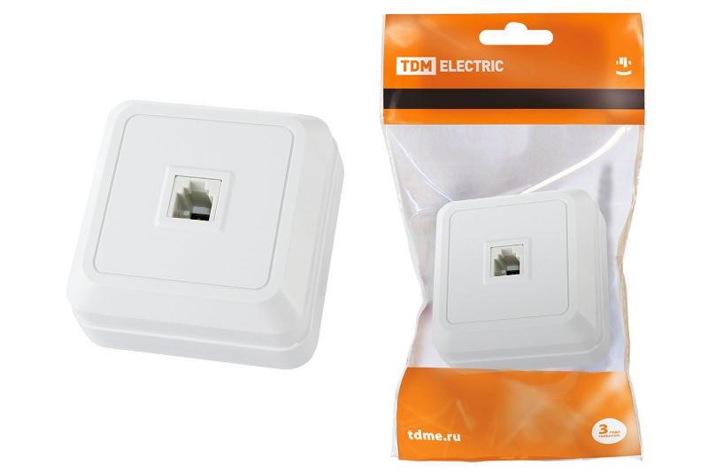 Розетка TФ (RJ-11) открытой установки IP20, белая "Ладога"  | SQ1801-0021 | TDM — TDM ELECTRIC