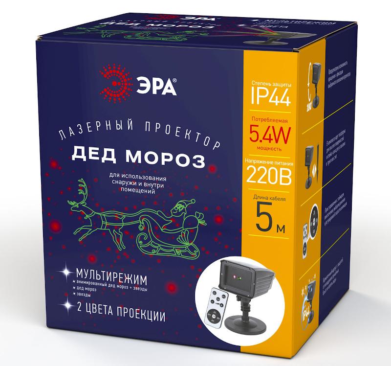 Проектор Laser Дед Мороз мультирежим 2 цвета,  ENIOP-02  , 220V, IP44 (12/180) | Б0041643 | ЭРА — миниатюра 2
