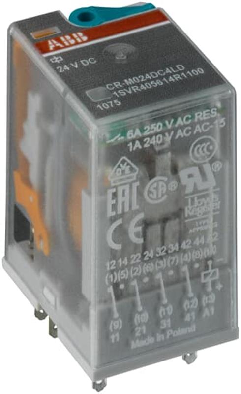 Реле CR-M024AC4LG 24B AC 4ПК (6A), СИД индикация, позолоченные контакты и ограничительный диод |1SVR405618R1400| ABB — ABB