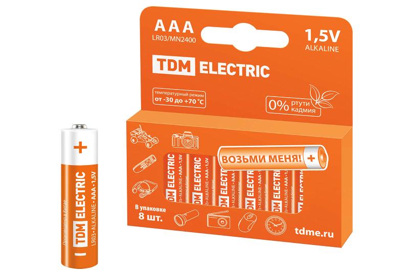 Элемент питания LR03 AAA Alkaline 1,5V PAK-8  | SQ1702-0004 | TDM — TDM ELECTRIC