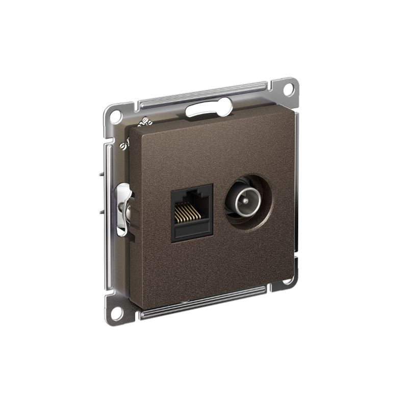AtlasDesign Мокко Розетка 2-ая комп+TV, RJ45+TV, кат.5E, механизм | ATN000689 | SE — Systeme Electric
