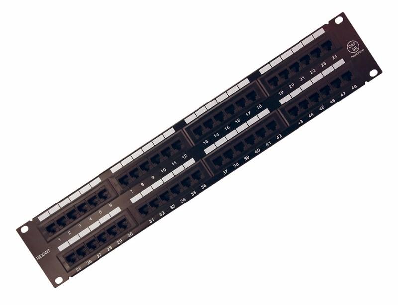 Патч-панель 19", 2U, 48 портов RJ-45, категория 5e | 04-0022 | REXANT — REXANT