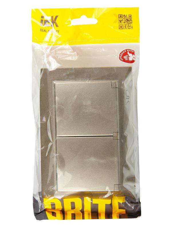 BRITE Розетка 2-ая с крышкой 16А в сб IP44 РСбш12-3-44-БрШ шампань | BR-R26-16-44-K37-F | IEK — миниатюра 7