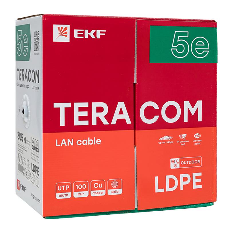 Кабель витая пара TERACOM PRO Cat.5E U/UTP 4 пары solid внешний 24AWG черный упак. 305м | TRP-5EUTP-04PE-BK-OUT3 | EKF — миниатюра 3