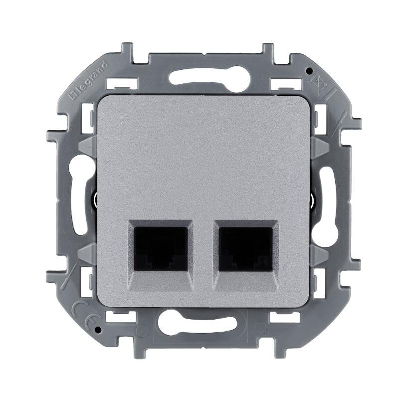 Inspiria Алюминий Розетка 2-ая компьютерная RJ45 С/У категория 5e UTP — миниатюра 7
