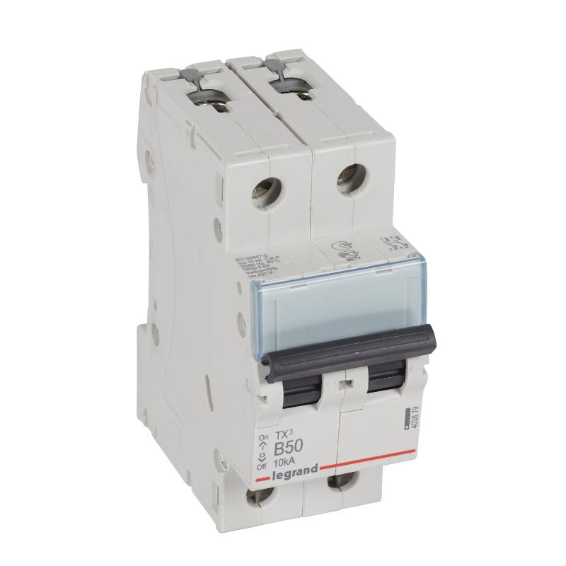 Выключатель автоматический двухполюсный TX3 6000 50А B 10кА | 403879 | Legrand — Legrand