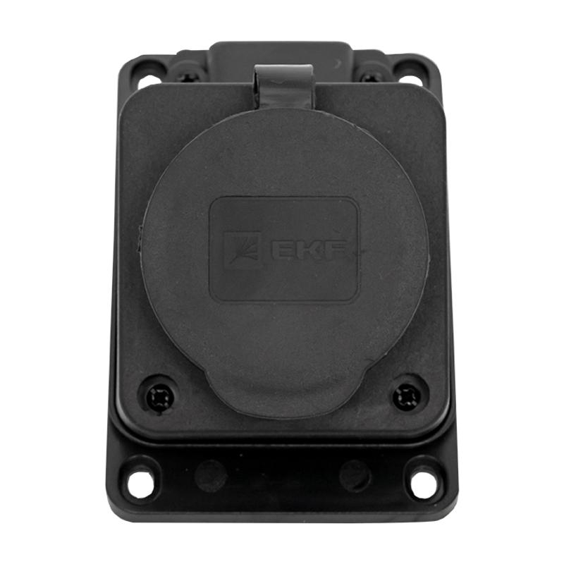 Розетка настенная с защитной крышкой каучуковая наклонная 230В 2P+PE 16A IP44 EKF PROxima|RPS-019-16-230-44|EKF — миниатюра 6