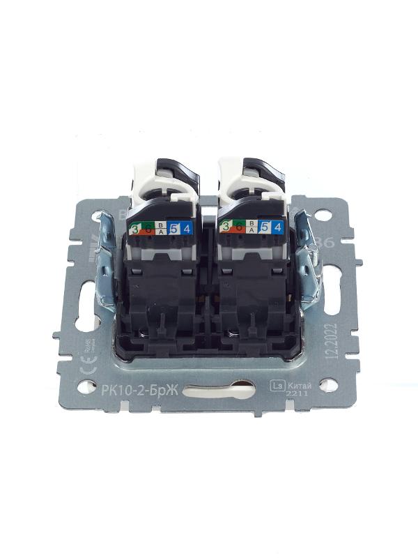 BRITE Розетка компьютерная 2-ая RJ45 кат.5E РК10-2-БрЖ жемчужный  | BR-K20-1-K36 | IEK — миниатюра 9