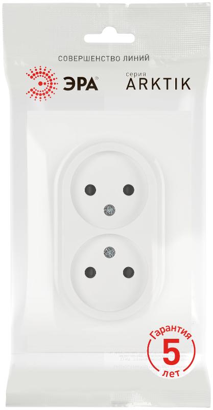 Розетка Arktik 16-2107-08 без заземления двойная 2X2P 16А-250В белый матовый | Б0071688 | ЭРА — миниатюра 2