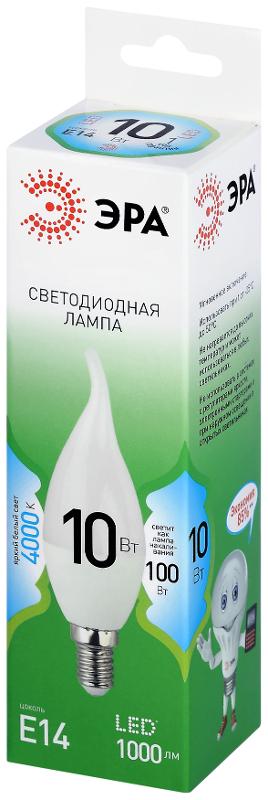 Лампа светодиодная  GREEN LINE LED BXS-10W-840-E14 GL E14 10 Вт свеча на ветру яркий белый свет | Б0067099 | ЭРА — миниатюра 5