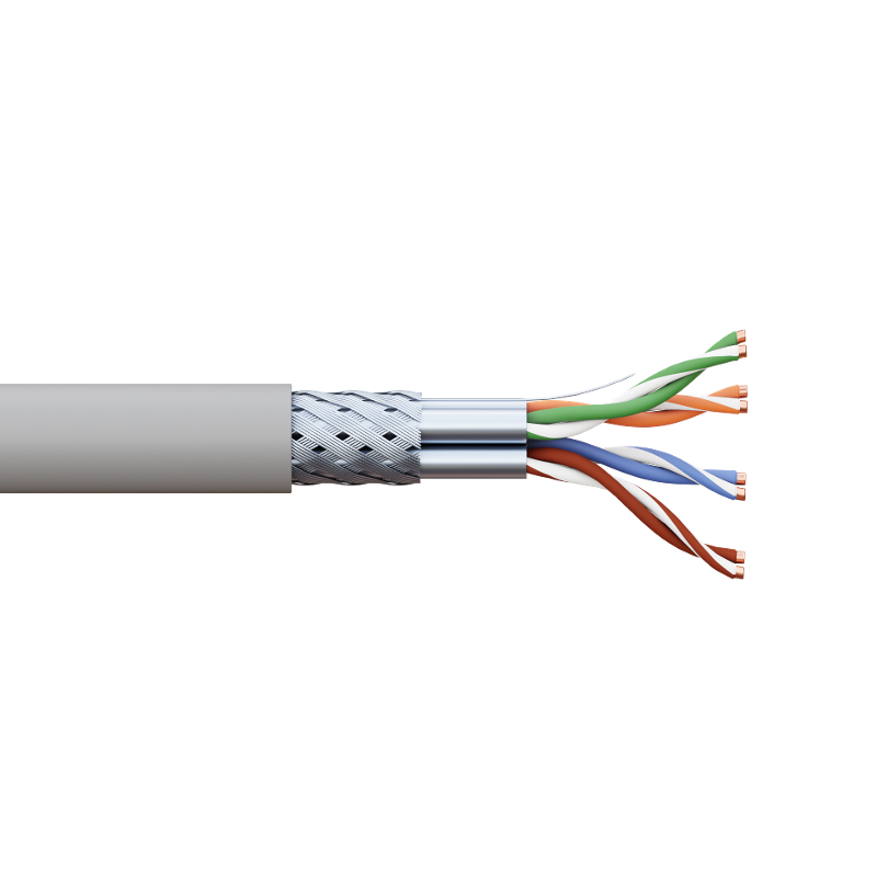 Кабель витая пара TERACOM CS Cat.6A S/FTP 4 пары solid 0,57мм оболочка LSZH нг(А)-HF цвет серый (упак. 305м) | TRCS-6ASFP-04LSH-GY-IN3 | EKF — миниатюра 2