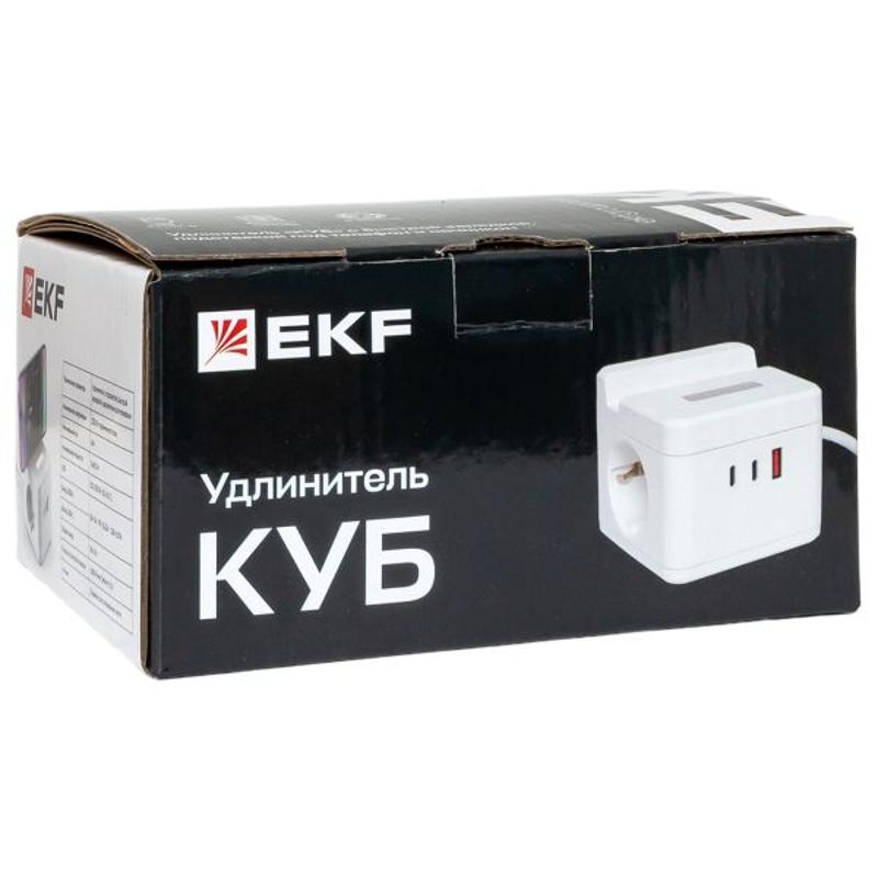 Удлинитель "Куб" 2 гнезда USB + 2Type C с быстрой зарядкой, подставкой под телефон и ночником 1,3 метра 1мм2|UBA-CUB-2-FC|EKF — миниатюра 5