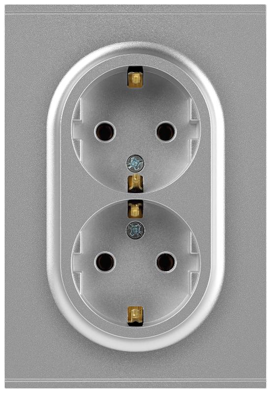 Розетка Arktik 16-2105-03 двойная с заземлением 2X2P+E Schuko со шторками 16А-250В алюминий | Б0070456 | ЭРА — ЭРА (Энергия света)