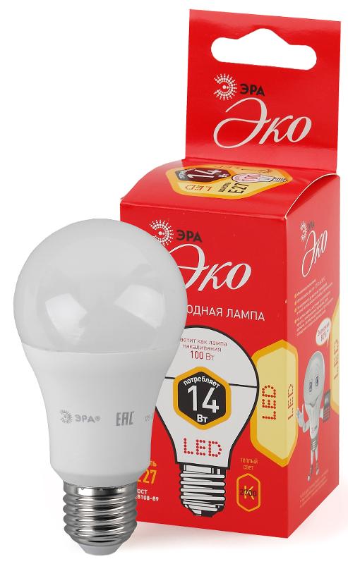 Лампа светодиодная LED ECO A60-14W-827-E27 | Б0030028 | ЭРА — миниатюра 1