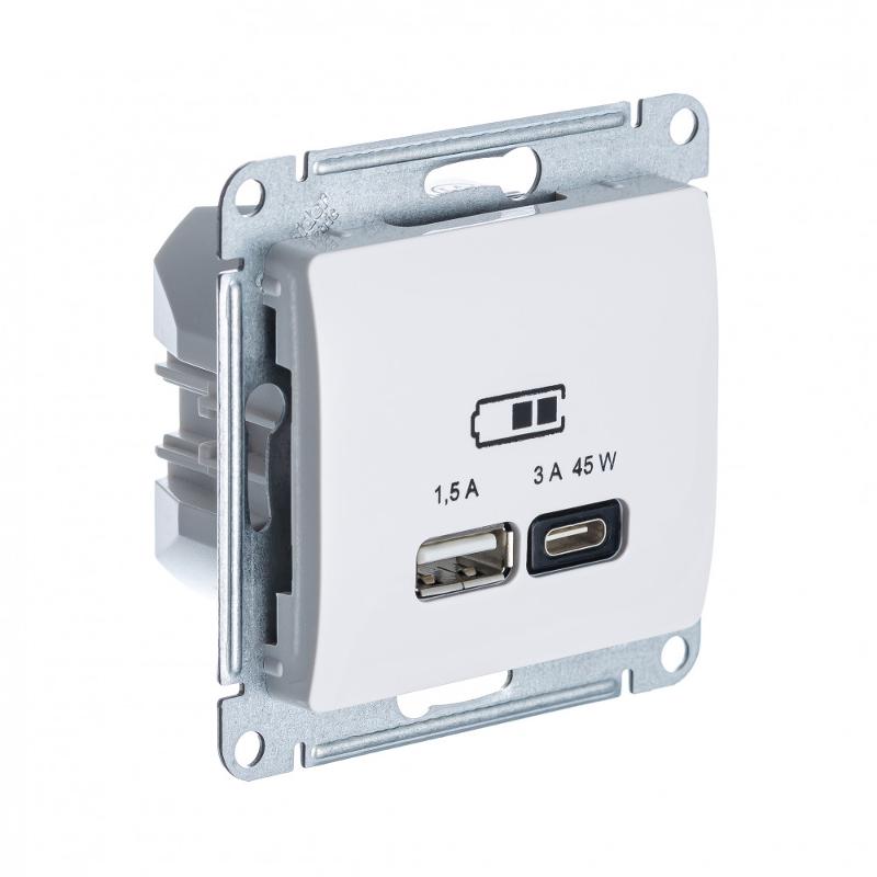 Glossa Бежевыйый USB Розетка A + тип-C 45W высокоскор.заряд. QC PD | GSL000229 | SE — миниатюра 1