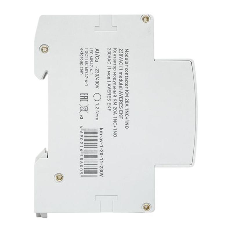 Контактор модульный КМ 20А 1NC+1NO 230VAC (1 мод.) AVERES | km-av-1-20-11-230V | EKF — миниатюра 4