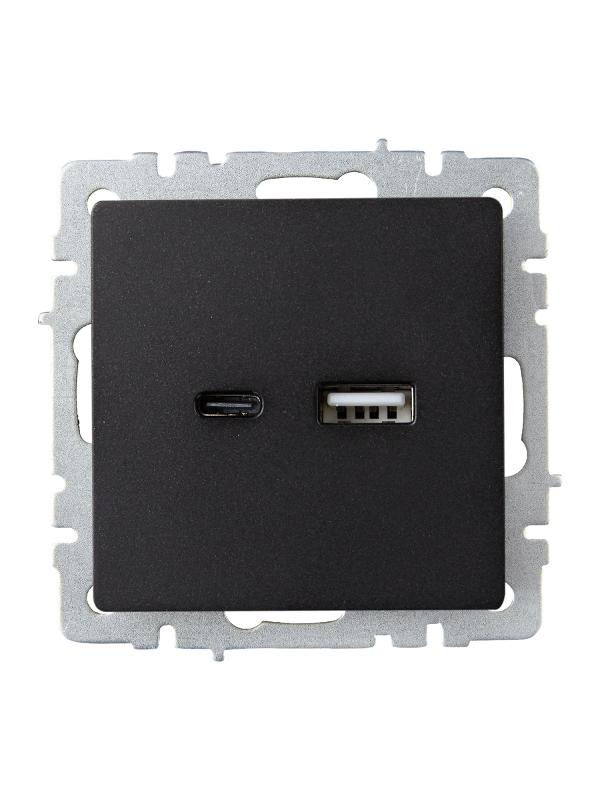 BRITE Розетка USB A+C 18Вт РЮ11-1-БрЧ черный | BR-U22-018-K02 | IEK — миниатюра 2