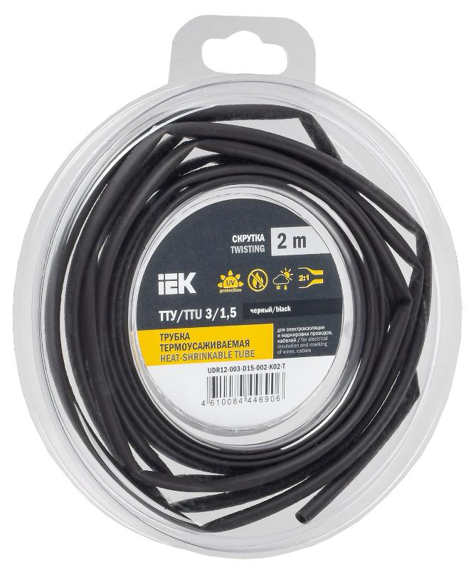 Трубка термоусадочная ТТУ нг-LS 3/1,5 черная (2м/упак) IEK | UDR12-003-D15-002-K02-T | IEK — IEK (ИЭК)