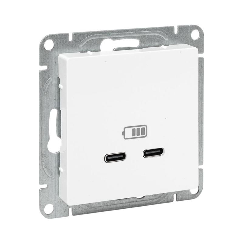 Механизм розетки USB-C - 2шт, белый Эпика EKF | UP1-SOW-2USBC | EKF — EKF