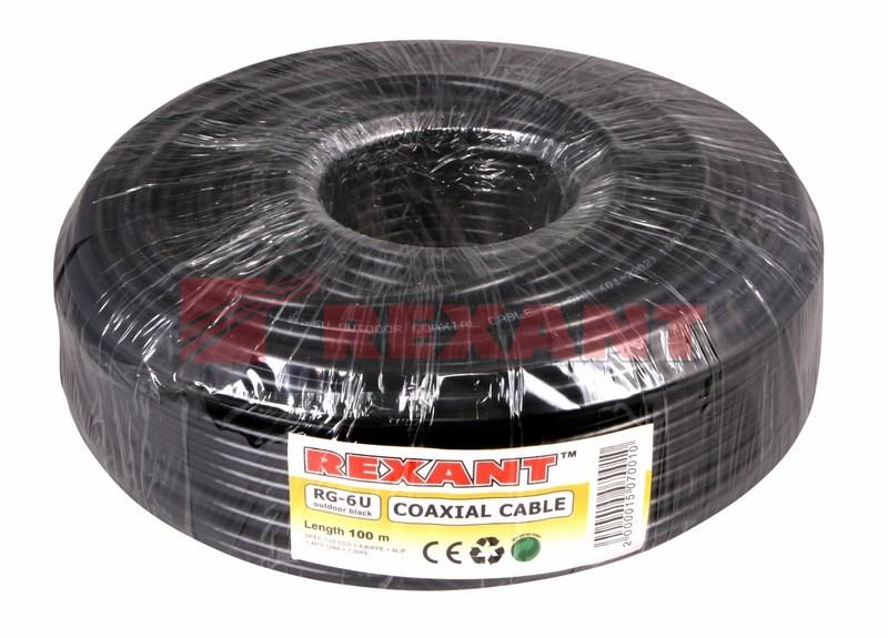 Кабель RG-6U, (64%), 75 Ом, 100м., OUTDOOR | 01-2202 | REXANT — миниатюра 2