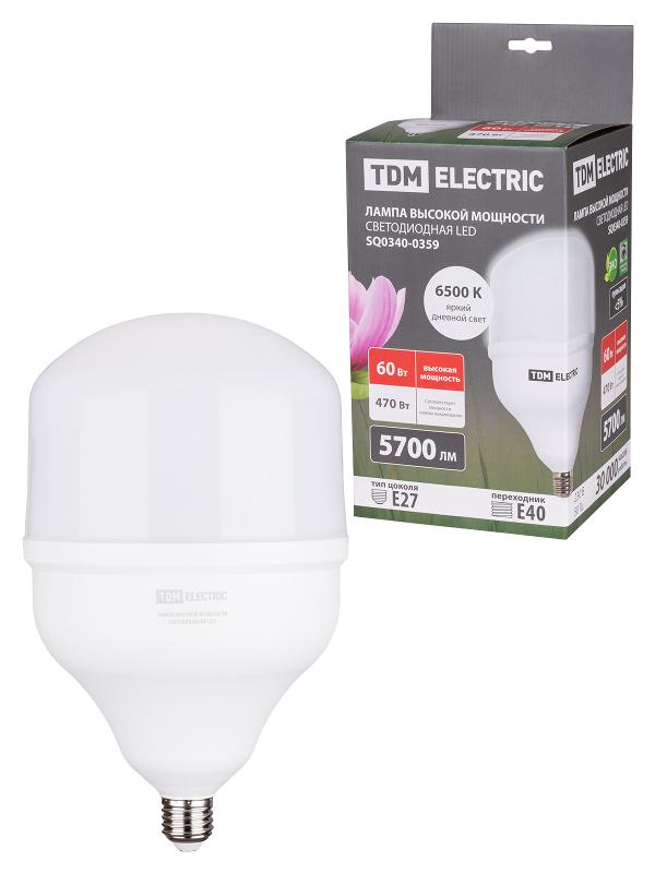 Лампа светодиодная T 60 Вт, 230 В, 6500 К, E27(160x268 мм) | SQ0340-0359 | TDM — TDM ELECTRIC
