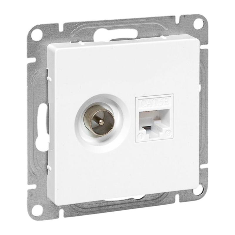 Механизм розетки TV+RJ45 (cat5), белый Эпика EKF | UP1-SOW-TV+RJ | EKF — EKF