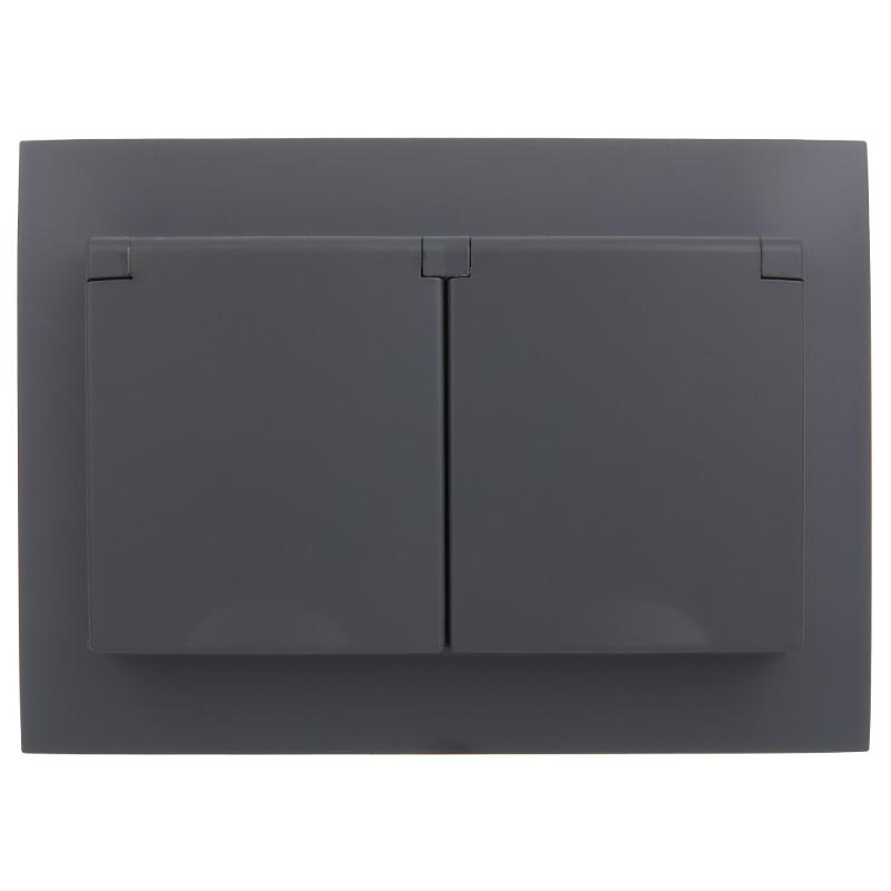 SKANDY Розетка 2-местная с кр. 16А в сб IP44 SK-R12G графит | SK-R26-16-44-K53-F | IEK — миниатюра 3