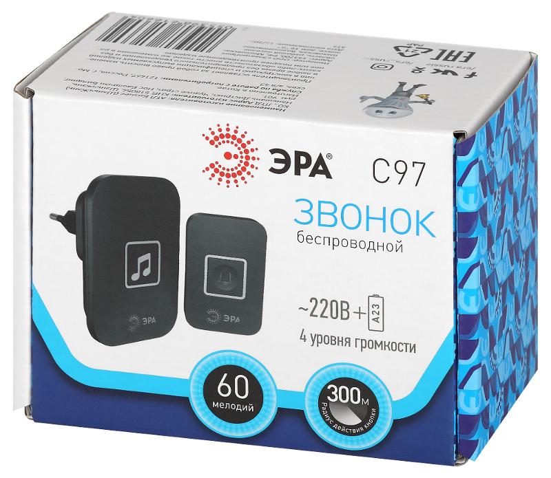 Звонок дверной С97 беспроводной, от сети, черный, 60 мелодий | Б0054086 | ЭРА — миниатюра 3