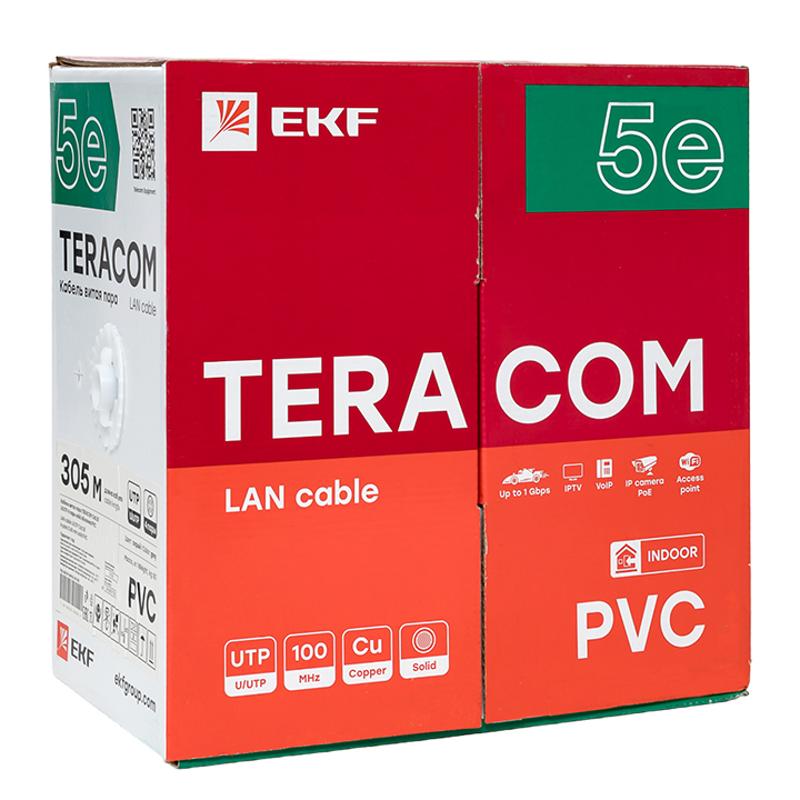 Кабель витая пара TERACOM PRO Cat.5E U/UTP 4 пары solid 24AWG цвет серый упак. 305м | TRP-5EUTP-04PVC-GY-IN3 | EKF — миниатюра 3