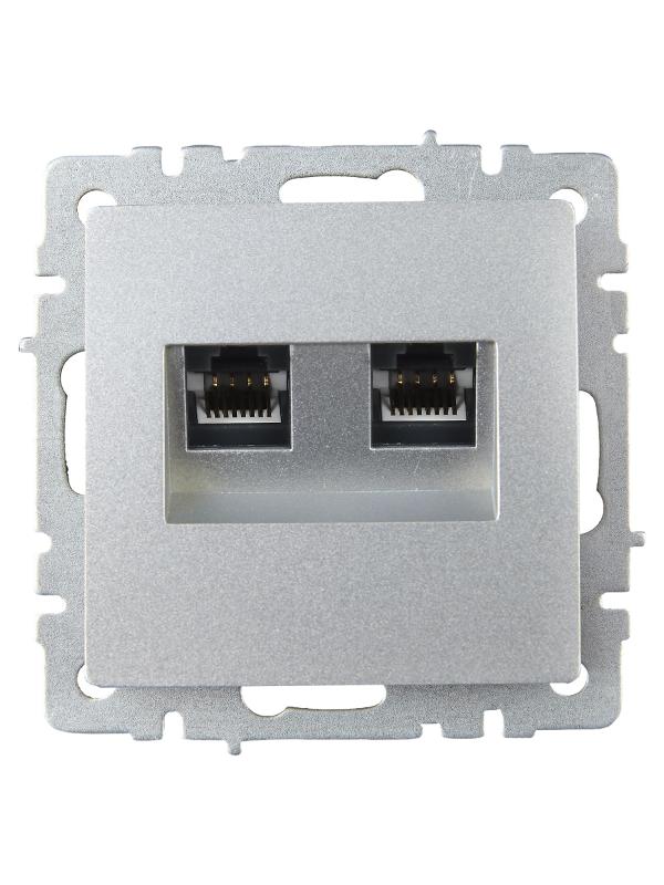 BRITE Розетка компьютерная 2-ая RJ45 кат.5E РК10-2-БрА алюминий | BR-K20-1-K47 | IEK — миниатюра 2