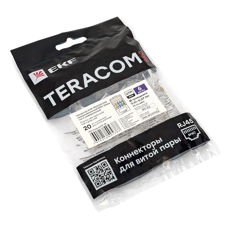 Коннектор RJ-45 TERACOM PRO неэкранированный 8P8C 30мкд Cat.6 универсальный (упак.20шт) | TRP-PLUG-6UTP-20 | EKF — миниатюра 5
