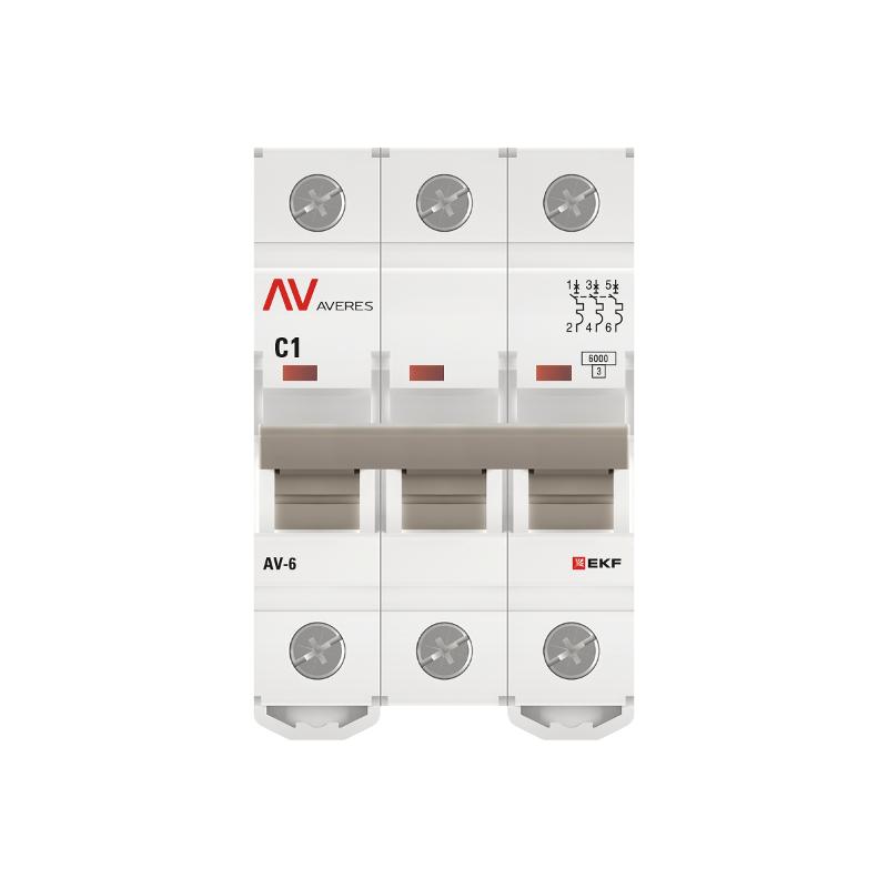Выключатель автоматический трехполюсный AV-6 1А C 6кА AVERES | mcb6-3-01C-av | EKF — миниатюра 7