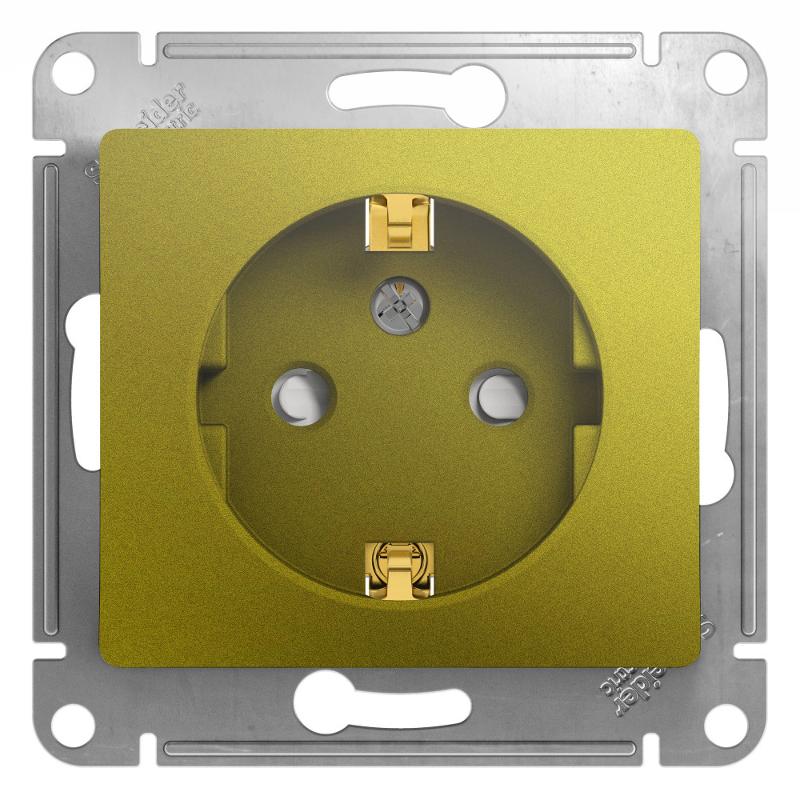 Glossa Фисташковый Розетка с заземлением со шторками | GSL001045 | SE — Systeme Electric