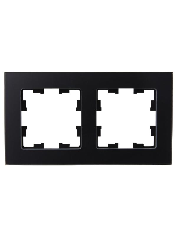 BRITE Рамка 2-ая РУ-2-2-Бр стекло черный матовый | BR-M22-G-31-K02 | IEK — миниатюра 2