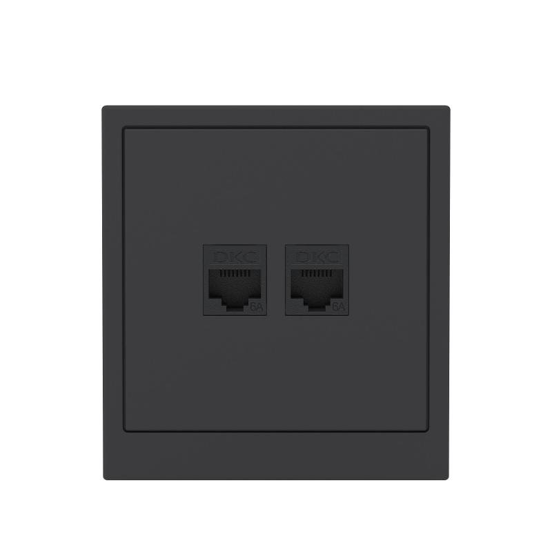 Компьютерная розетка RJ-45 без шторки, кат.6А двойная, KANT, черный уголь | 7012674 | DKC — миниатюра 6