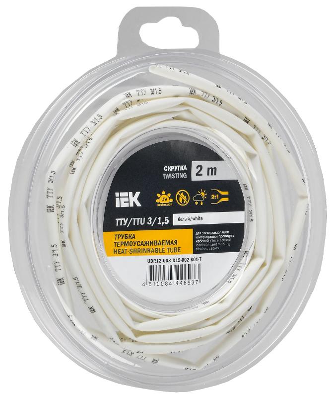 Трубка термоусадочная ТТУ нг-LS 3/1,5 белая (2м/упак) IEK | UDR12-003-D15-002-K01-T | IEK — IEK (ИЭК)