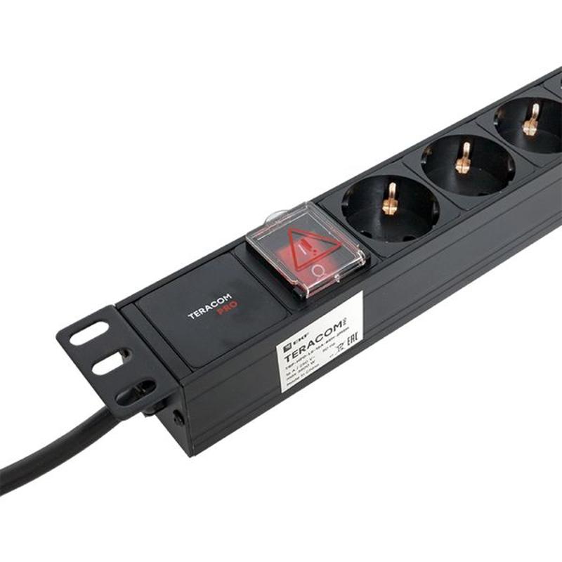 Блок розеток PDU TERACOM PRO 19" 1U 16А/250В 8 розеток Schuko 2 метра сечение 3x1,5 мм2 | TRP-HPD-LS-16A-8SH-2MSH | EKF — миниатюра 24