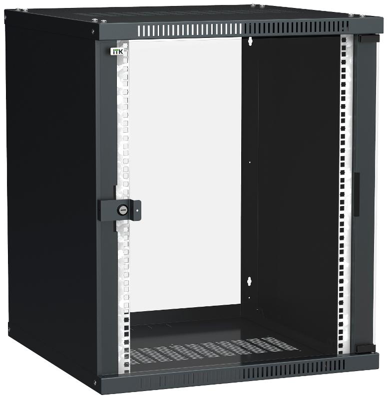 Шкаф LINEA WE 15U 600x600мм дверь стекло черный | LWE5-15U66-GF | ITK — ITK