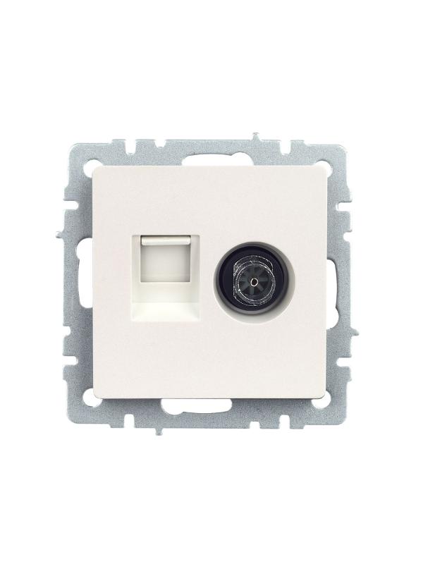 BRITE Розетка двойная TV+RJ45 кат.5E РТВ/РК12-БрЖ жемчужный  | BR-AK20-1-K36 | IEK — миниатюра 2