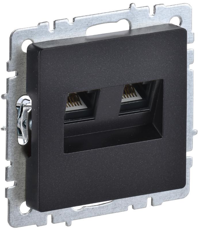 BRITE Розетка компьютерная 2-ая RJ45 кат.6 РК11-2-БрЧ черный | BR-K20-2-K02 | IEK — миниатюра 1