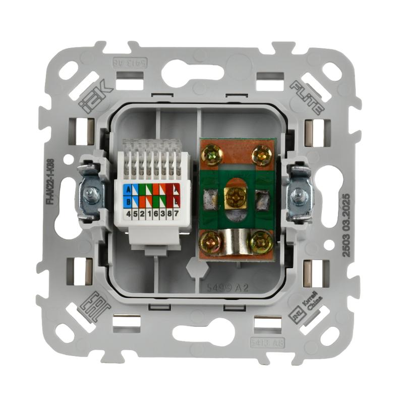 FLITE Розетка 2-ая RJ45/TV кат.5Е UTP РКТВ5е-2-0-ФлЛ льняной | FI-AK22-1-K88 | IEK — миниатюра 3